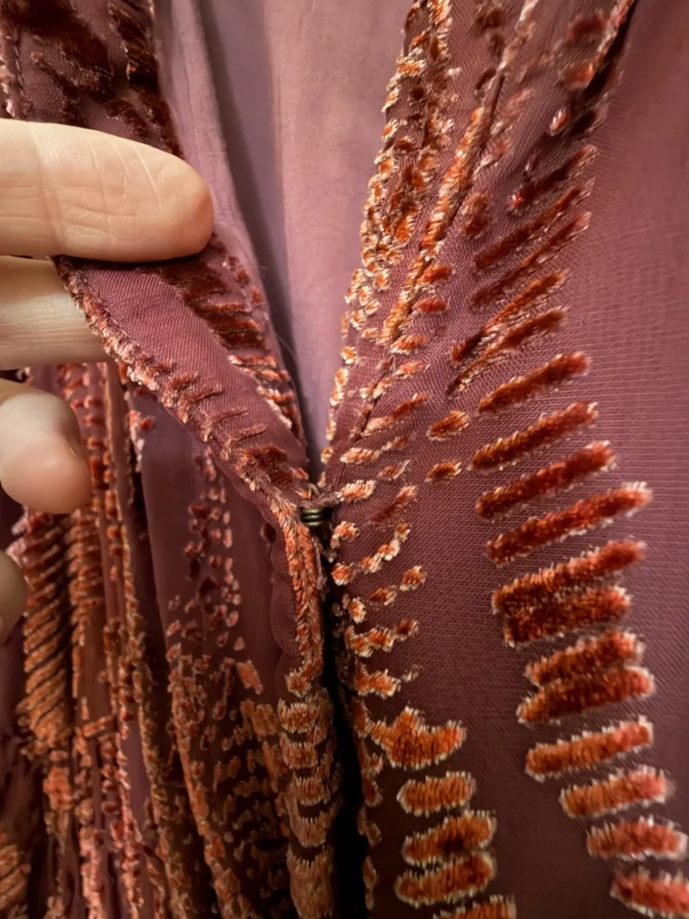 Anthropologie Somerset Jumpsuit Velvet Burnout Edition Sz Med Wide Leg Rust - Picture 10 of 17